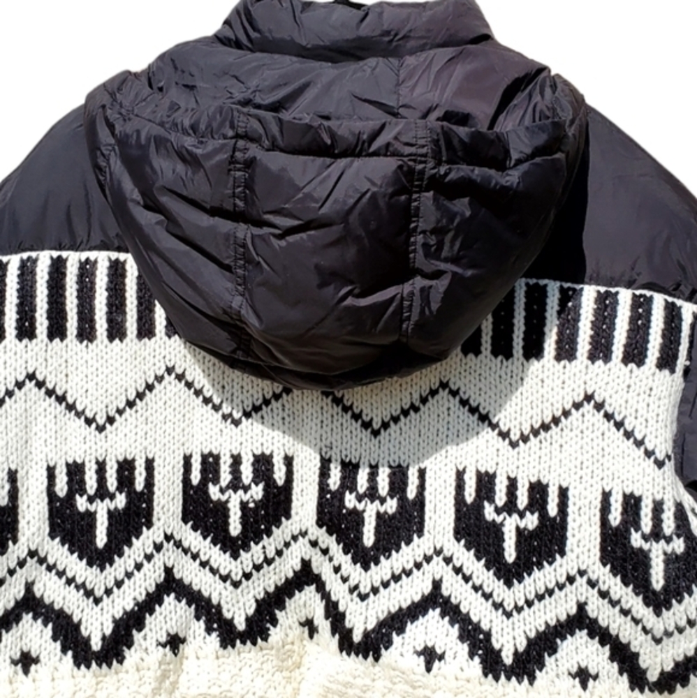 Cider Aztec Knit Puffer Zipup Hooded Coat‎ Jacket Pockets Women XL NWT - Picture 3 of 14